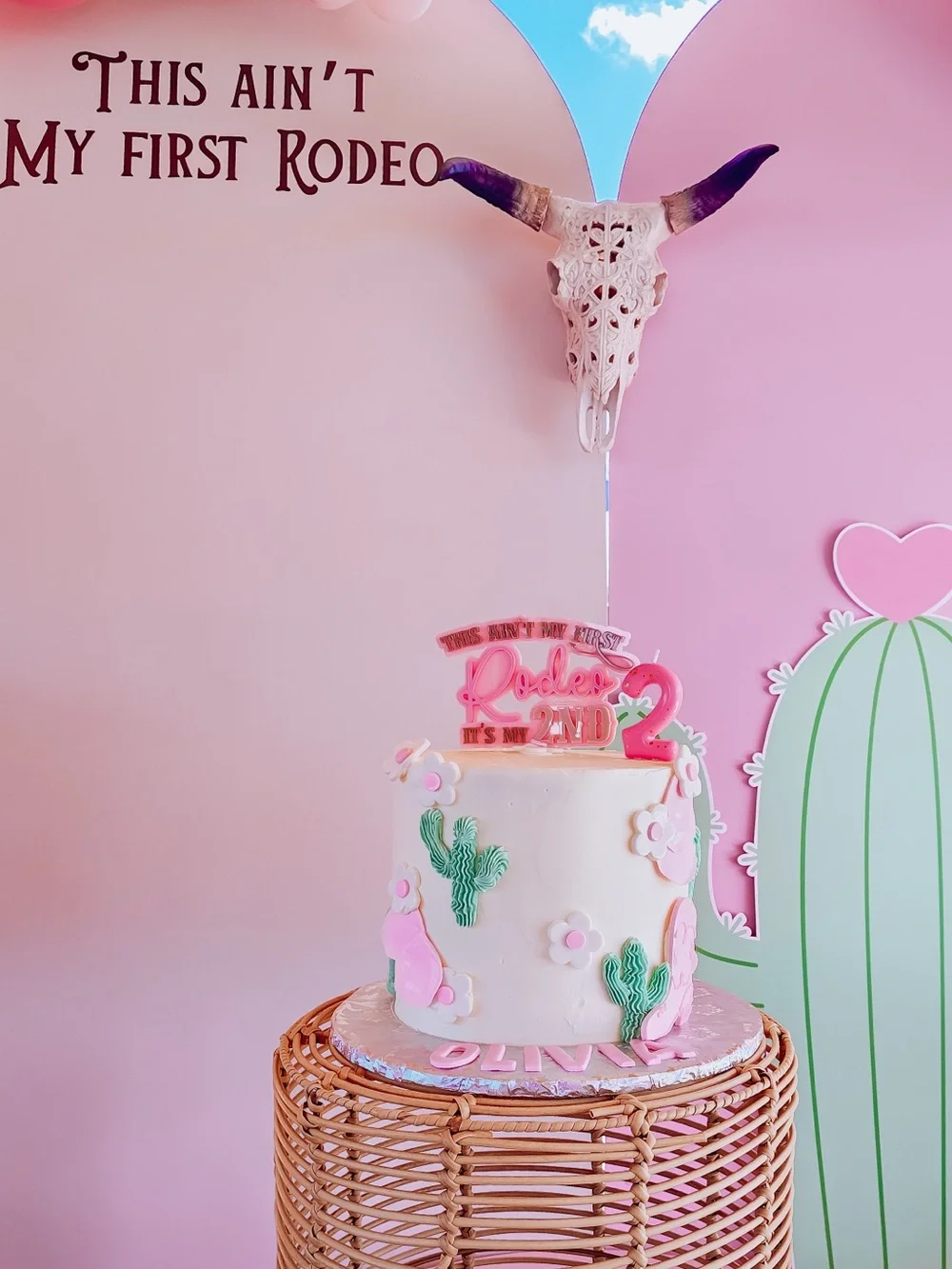 Pink 'This Ain't My First Rodeo It’s my 2nd' Acrylic Birthday Cake Topper